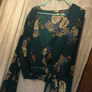 Lily white floral wrap blouse